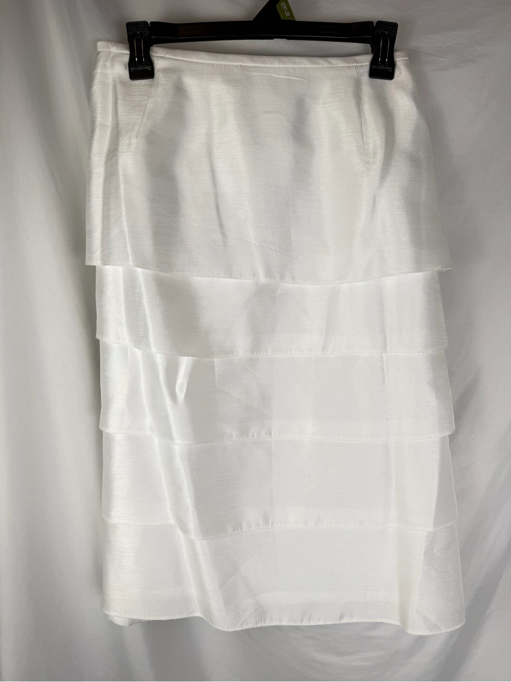 Isabella White Tiered Satin Pencil Skirt 18W Textured Layered Skirt Elegant Y2K